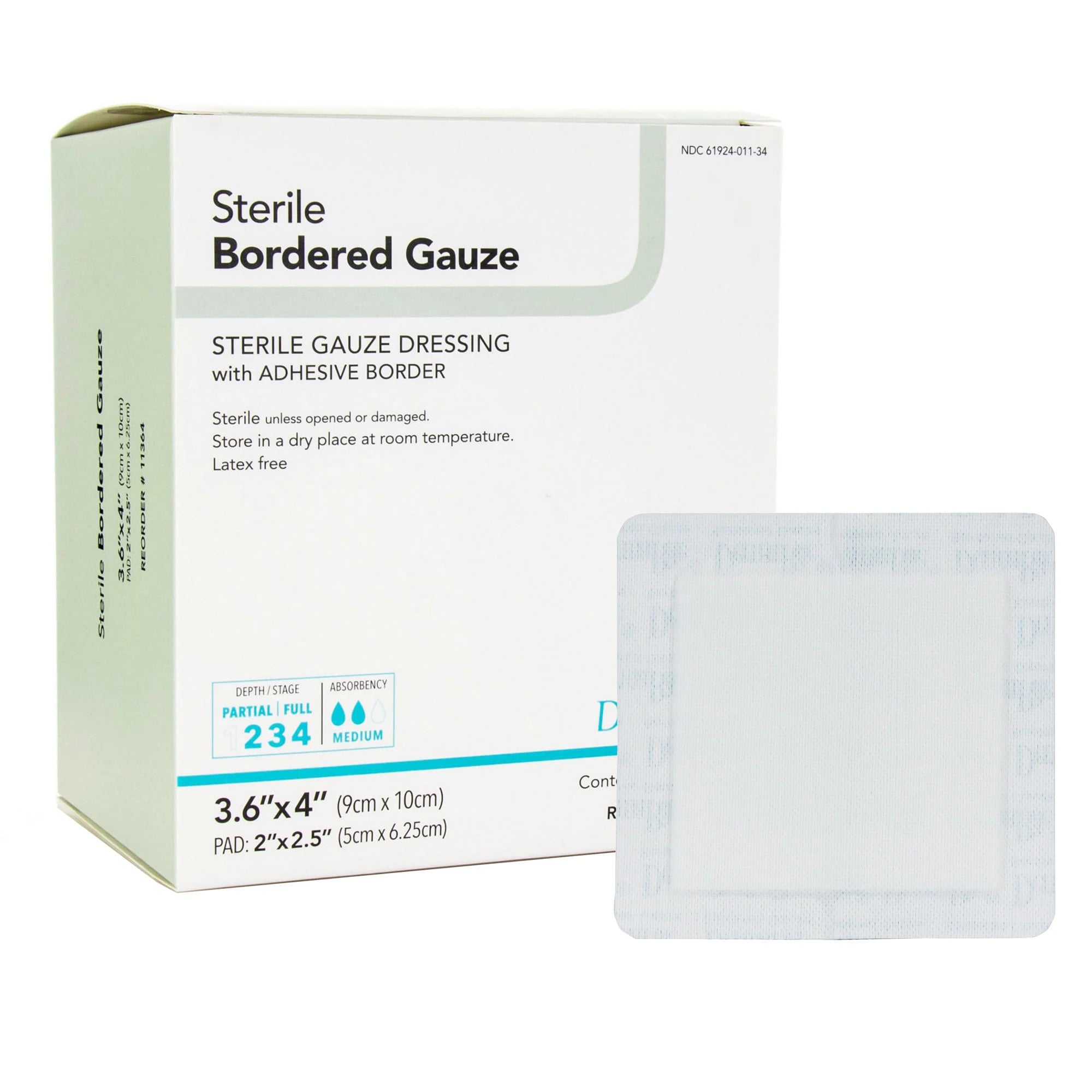Sion Brands Bordered Gauze Dressing, 3-3/5" x 4", 3-Layer, Sterile, Rectangle, Low Adherent, Absorbent