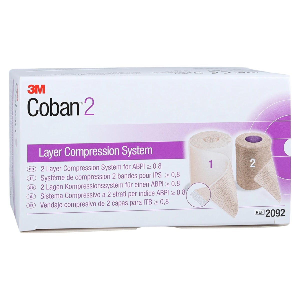 Coban 2 Compression System Wrap, Polyester/Polyurethane, 2" x 1.3 yd / 2" x 3 yd, Beige/Tan, 8 Kits/Case