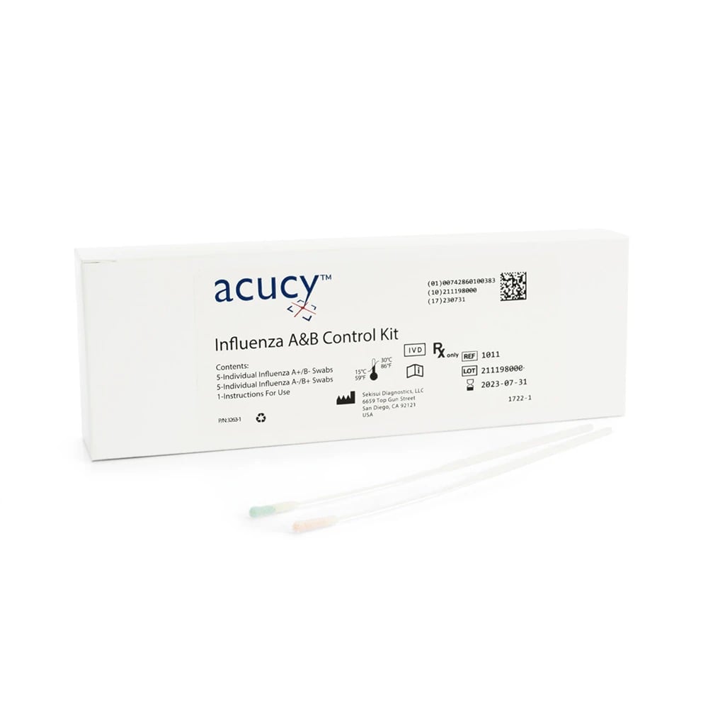 Acucy Influenza A/B Positive/Negative Rapid Test Control, 5 Positive & 5 Negative, 10/Package