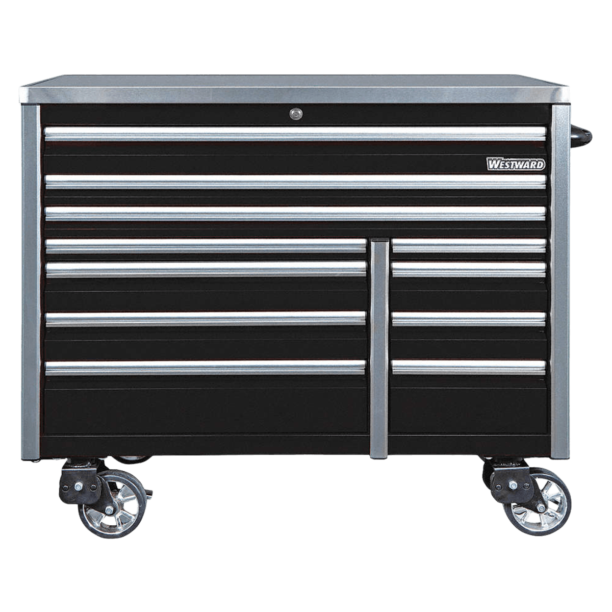 Grainger Industrial Premium Rolling Tool Cabinet, 11 Drawers, Black, 54x24x46-3/16"