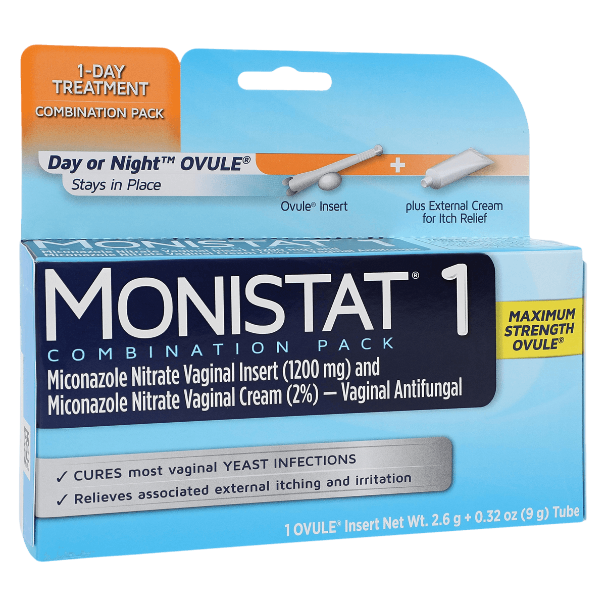 Monistat 1-Day Combo Pack Vaginal Cream, 1 Box