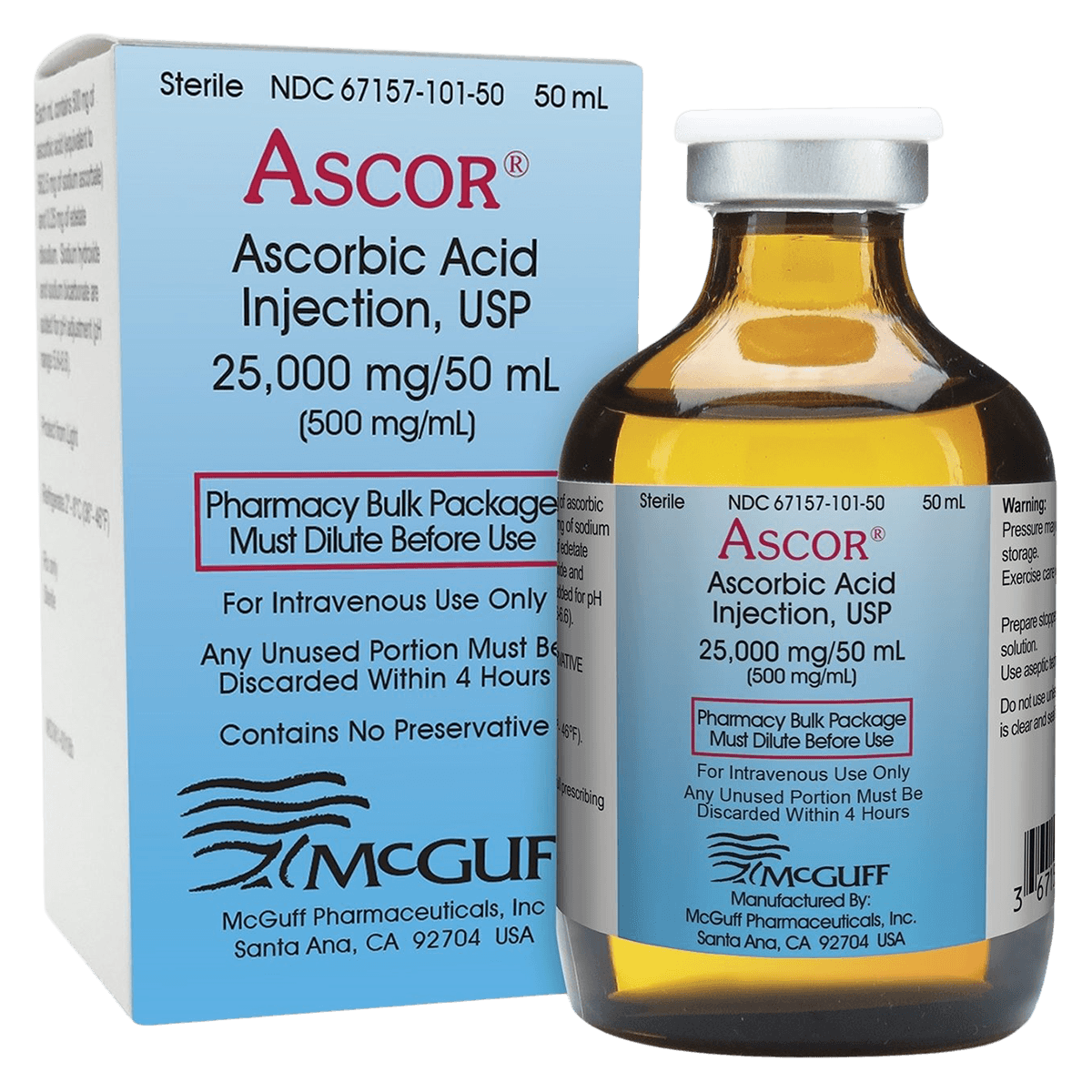 Ascorbic Acid Injection, Powder Free, 500mg/mL, 50mL Vial, 01KT0J08KD95T2FT7J6TMJWDZ8