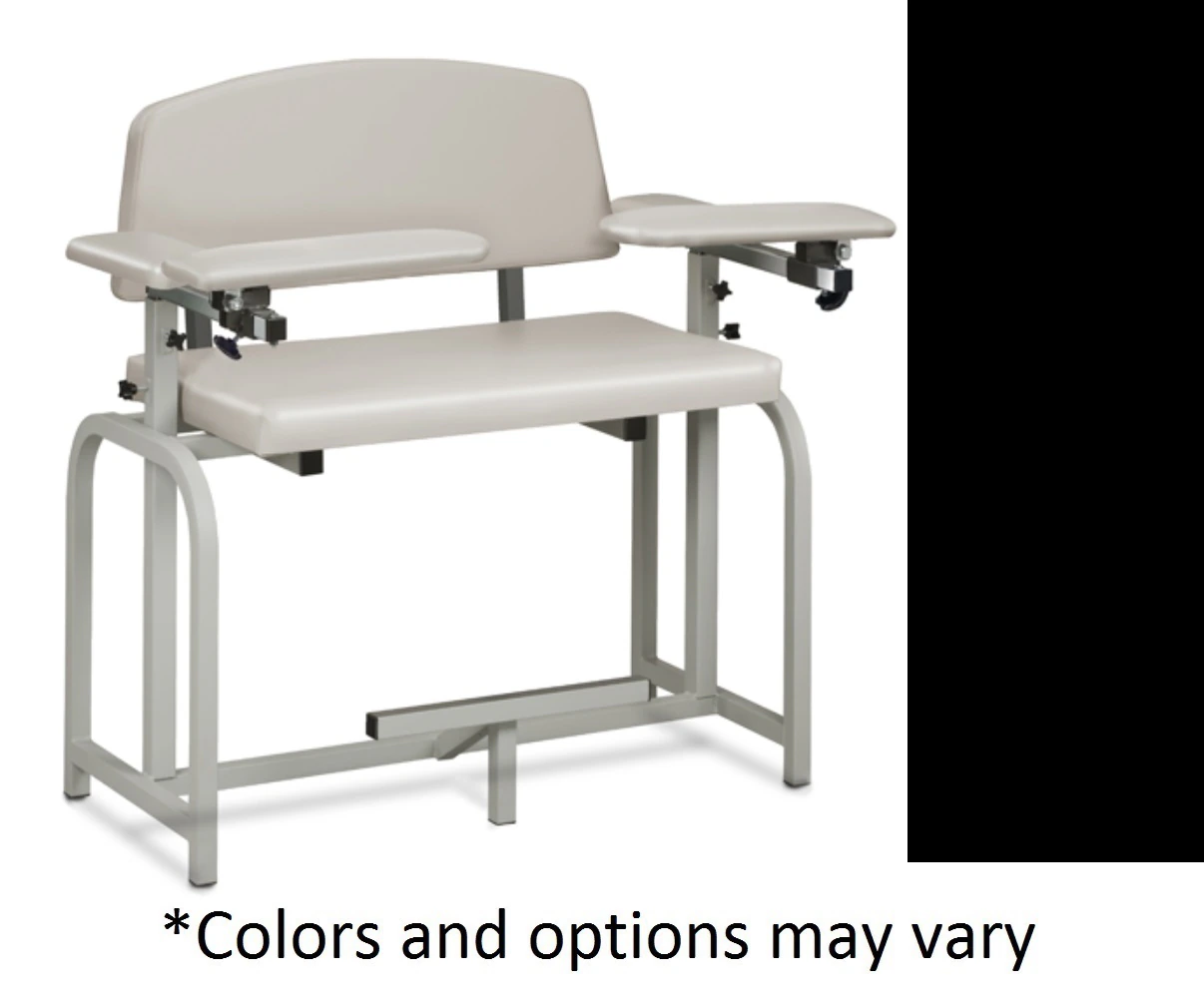 Clinton Industries Lab X Series Blood Draw Chair, Extra Wide/Extra Tall, Black Powder Coated, 400 lb Capacity