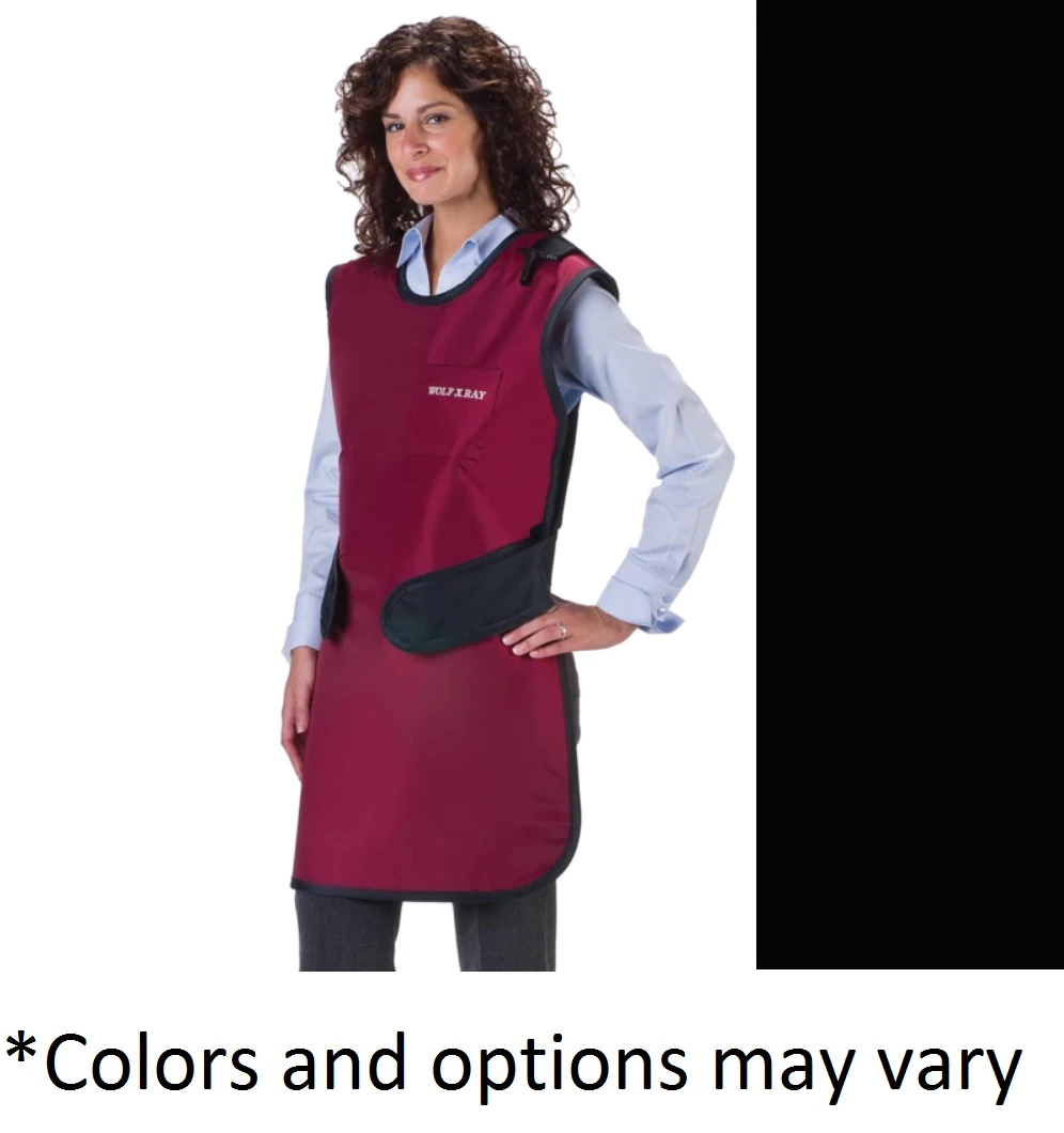 Wolf X-Ray EasyWrap Lead-Free X-Ray Apron, Black, 24" x 42", 0.5mm Equivalence, with Breast Pocket, Large, Each