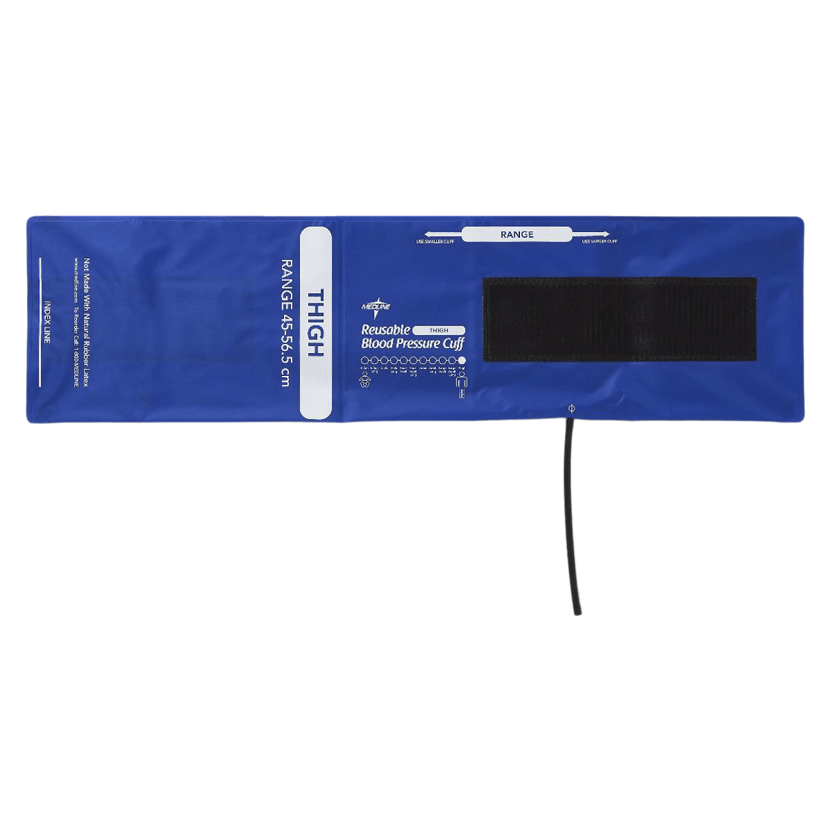 Medline Reusable Thigh Blood Pressure Cuff with Bayonet Connector, Blue, Latex-Free, 5/Bag