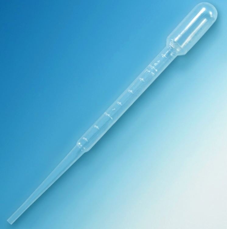 Globe Scientific Transfer Pipet, Standard Bulb, 5mL Graduated, Non-Sterile, Disposable, 500/Dispenser Box (5000/Case)