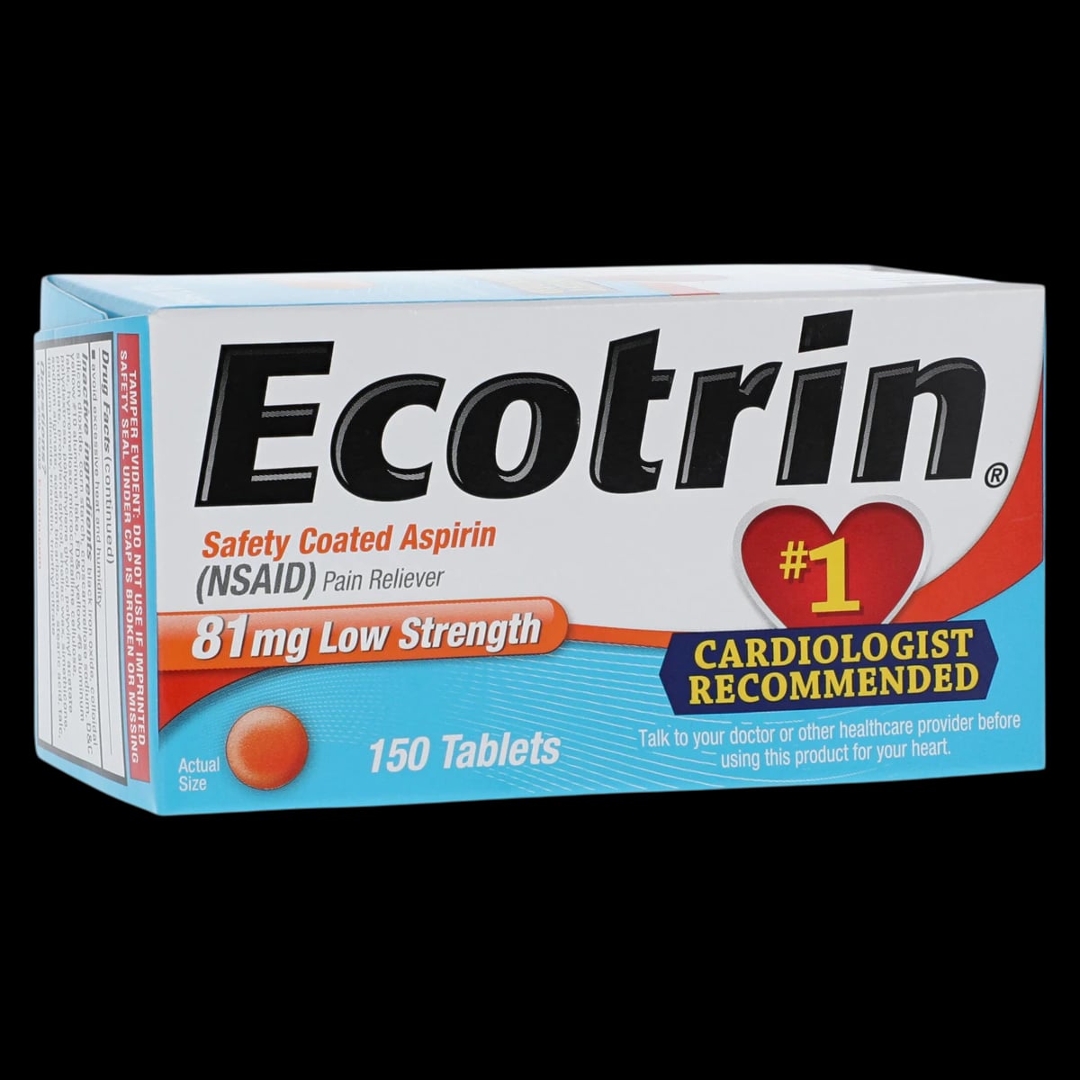 Ecotrin Low Dose Aspirin Tablets, 81 mg, 150 Count Bottle