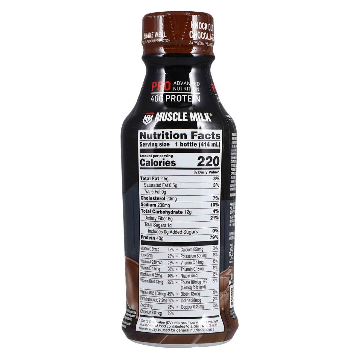 Muscle Milk Pro Knockout Chocolate Protein Drink, 14 oz, 12/Case