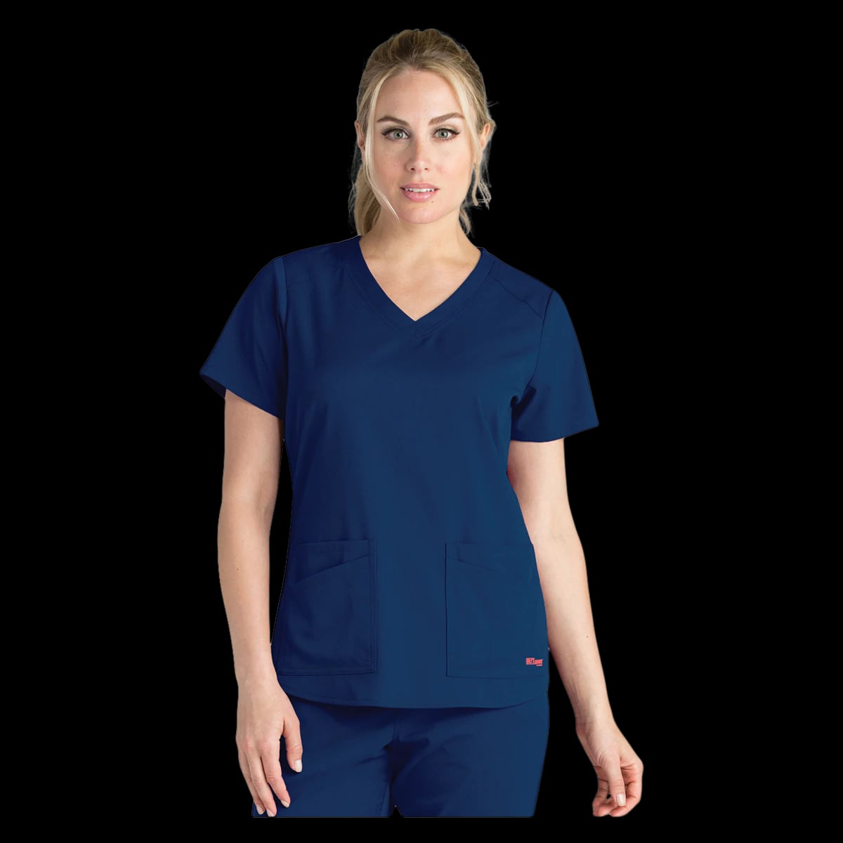 Barco Uniforms Emma Scrub Top, Greys Anatomy Stretch, Women's V-Neck, 4 Pockets, 2X Small, Indigo