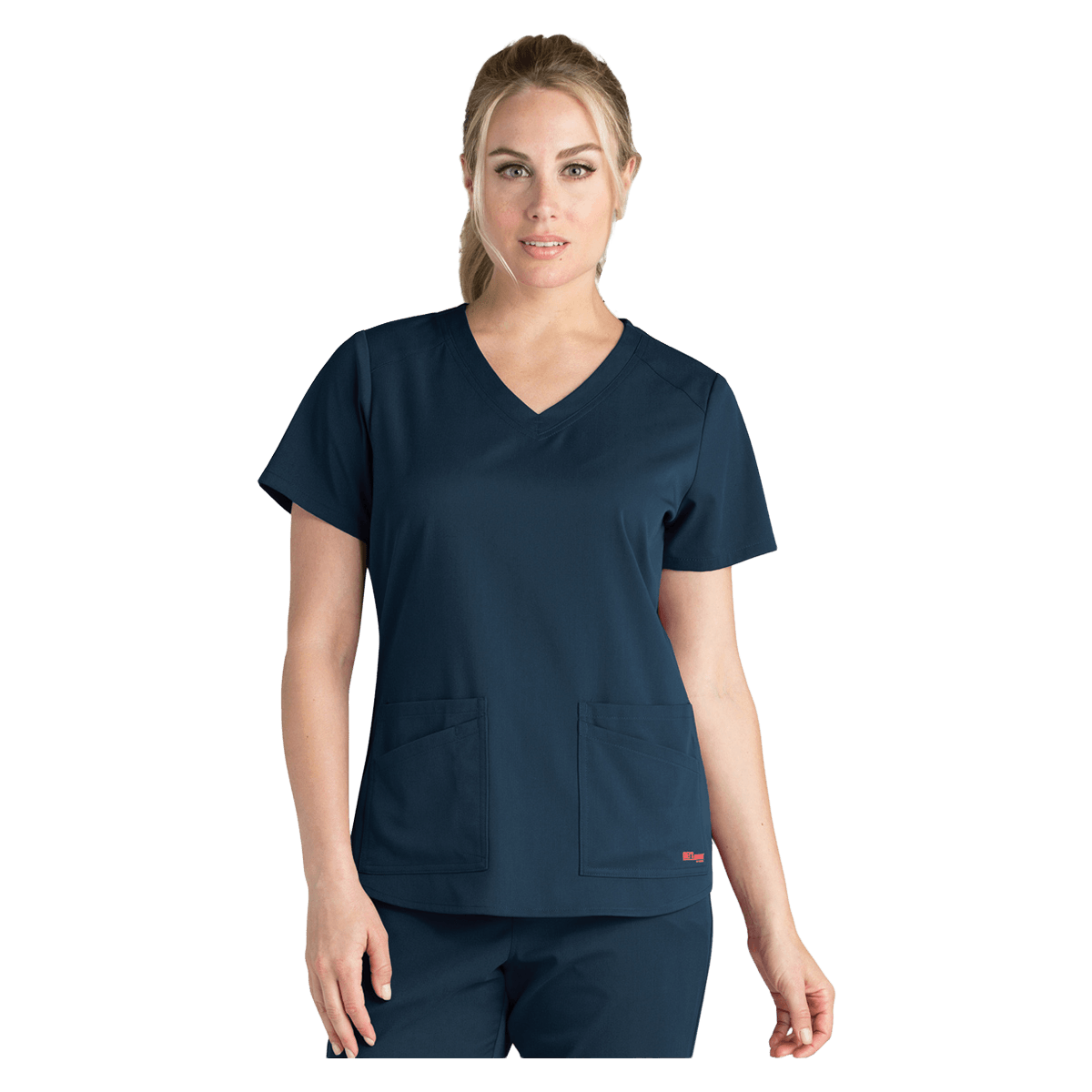 Grey's Anatomy by Barco Emma Women's V-Neck Stretch Scrub Top, Steel, Medium, 4 Pockets