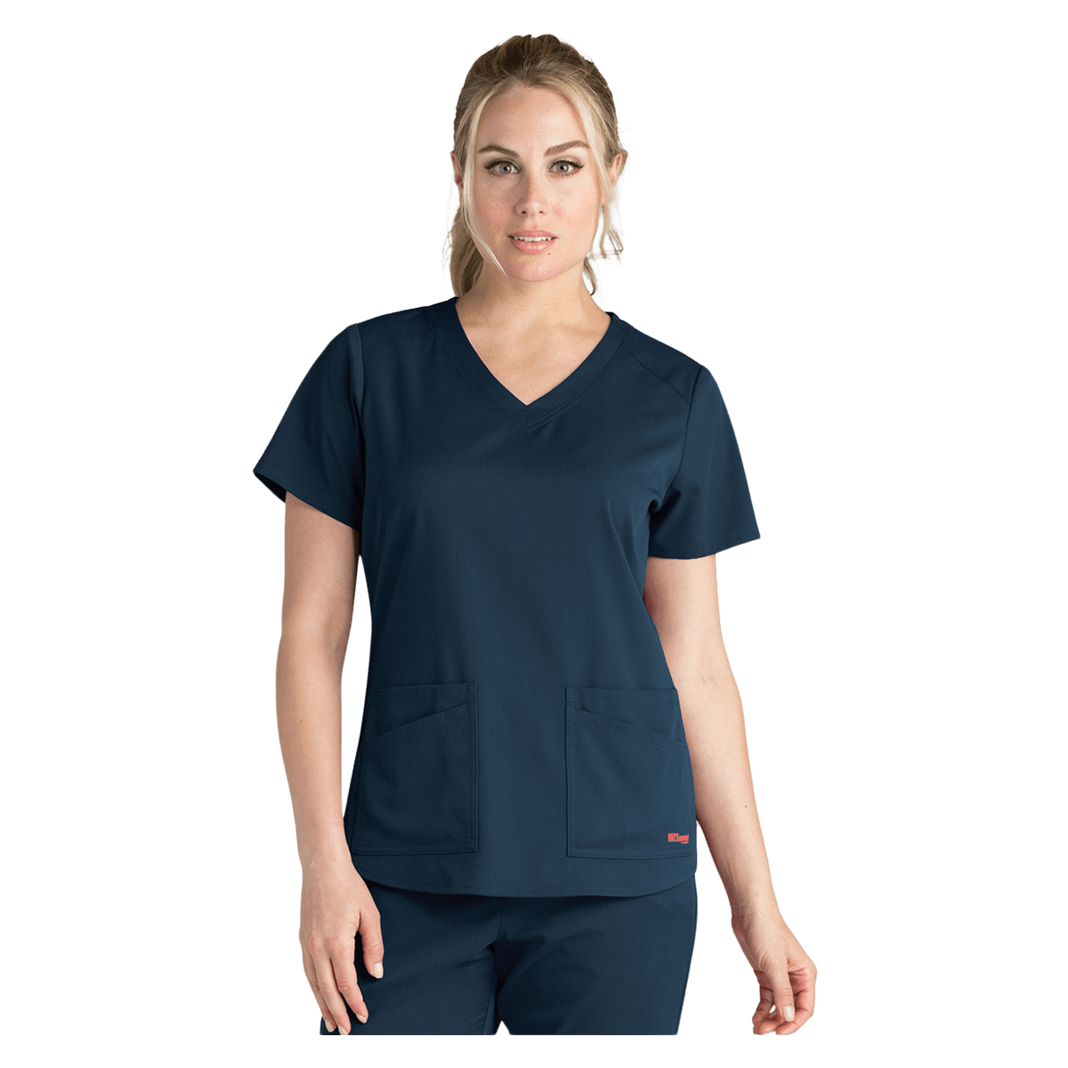 Barco Uniforms Emma Scrub Top, Greys Anatomy Stretch, V-Neck, 4 Pockets, X-Large, Steel