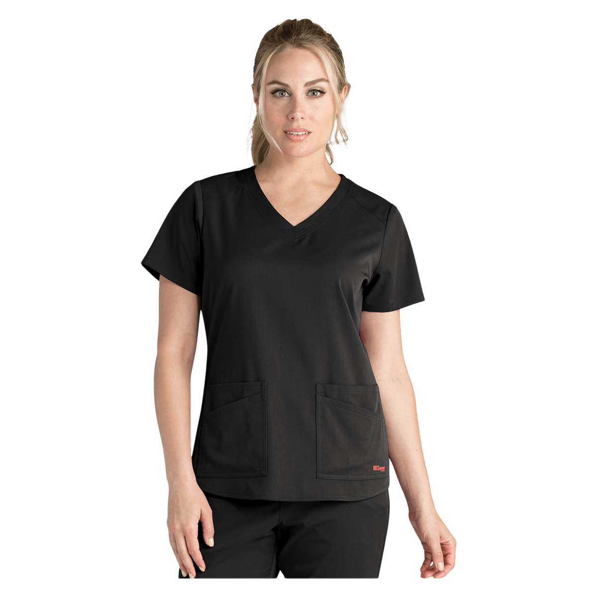 Grey's Anatomy by Barco Emma Women's V-Neck Stretch Scrub Top, Black, 4X-Large, 4 Pockets