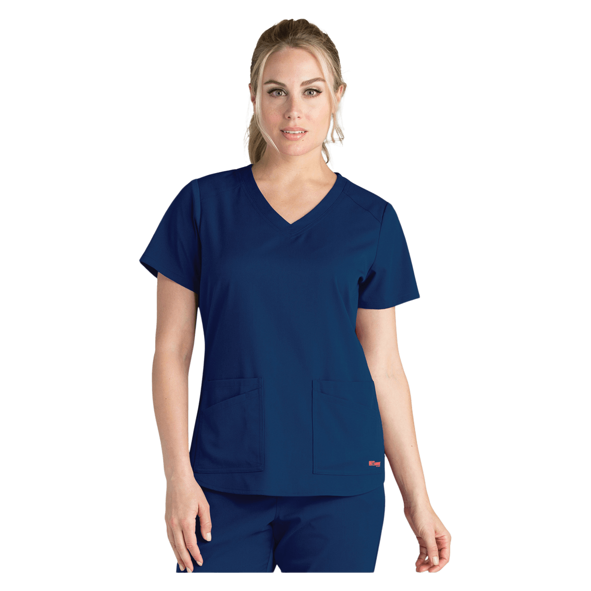 Barco Uniforms Emma Scrub Top, Greys Anatomy Stretch, Women's V-Neck, 4 Pockets, 2X Large, Indigo