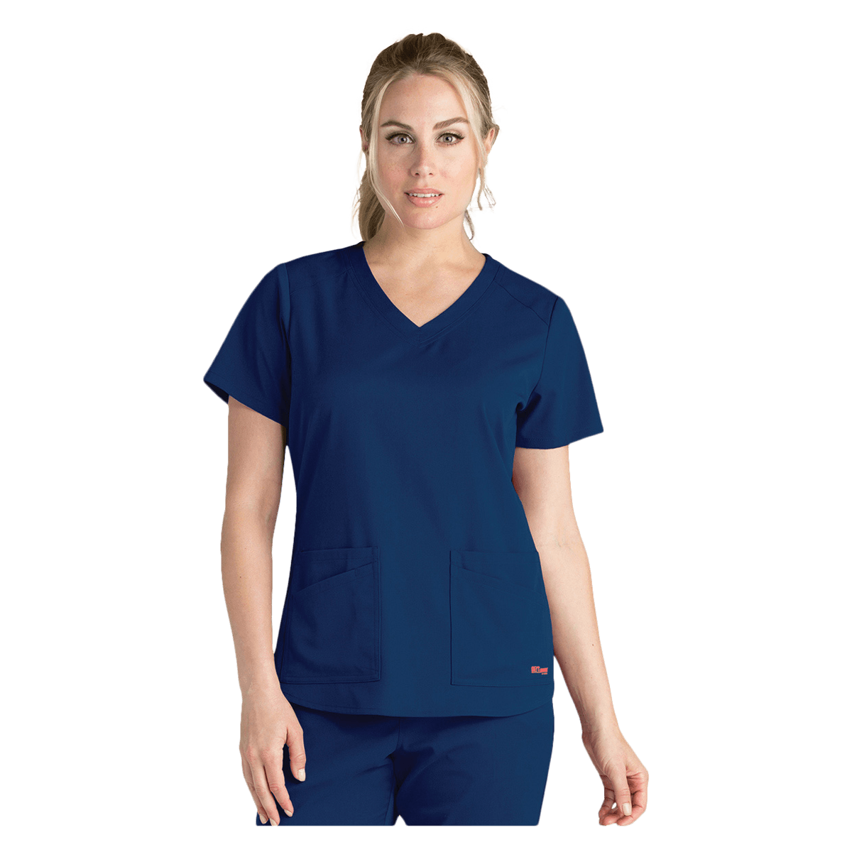 Barco Uniforms Emma Scrub Top, Greys Anatomy Stretch, Women's V-Neck, 4 Pockets, 5X Large, Indigo