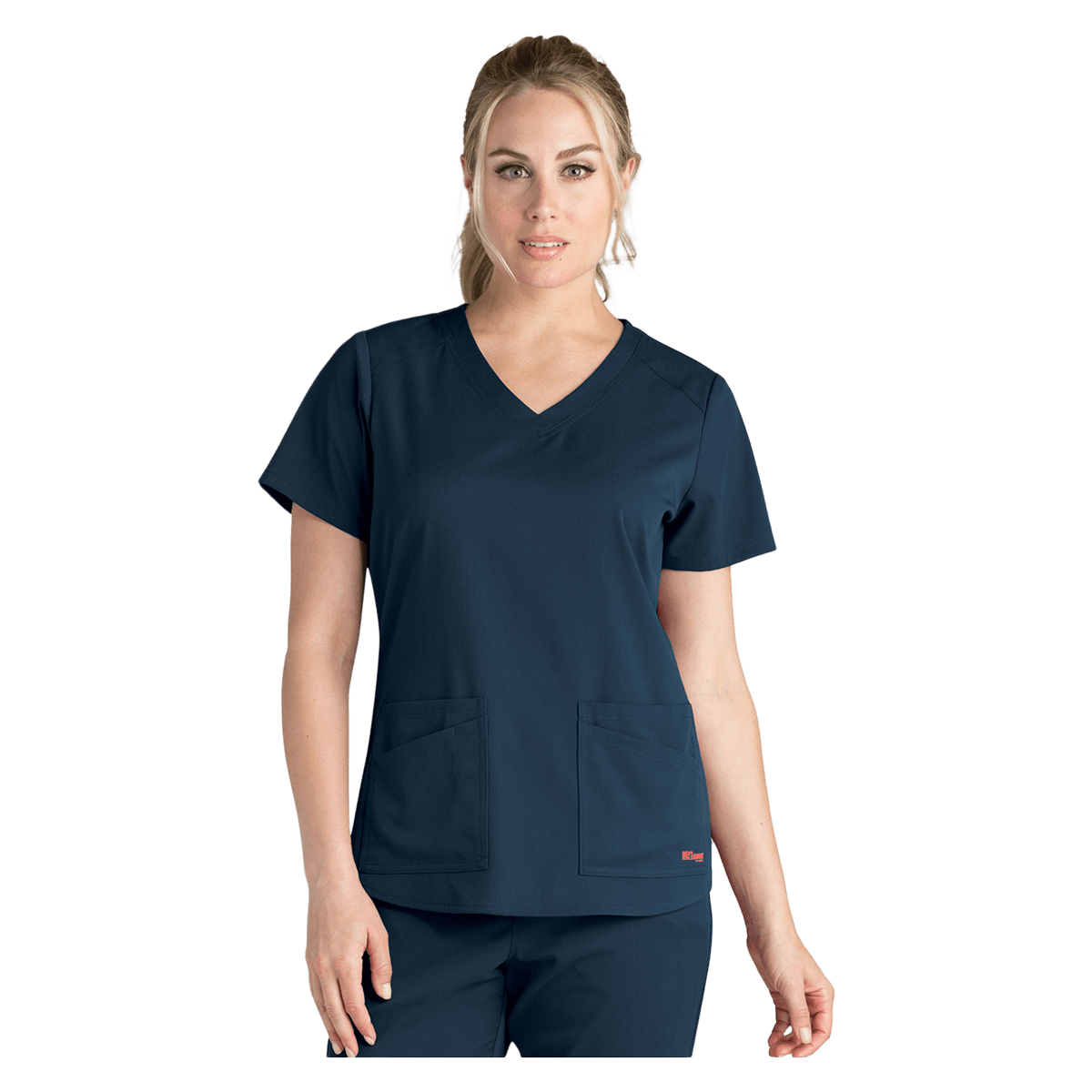 Grey's Anatomy by Barco Emma Women's V-Neck Stretch Scrub Top, Steel, 5X-Large, 4 Pockets