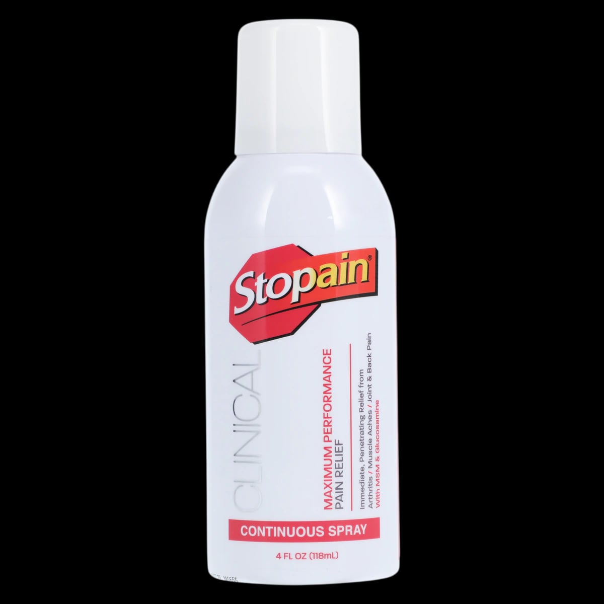 Stopain Clinical Maximum Strength Continuous Spray Analgesic, 0.1% Menthol, 4 oz Can