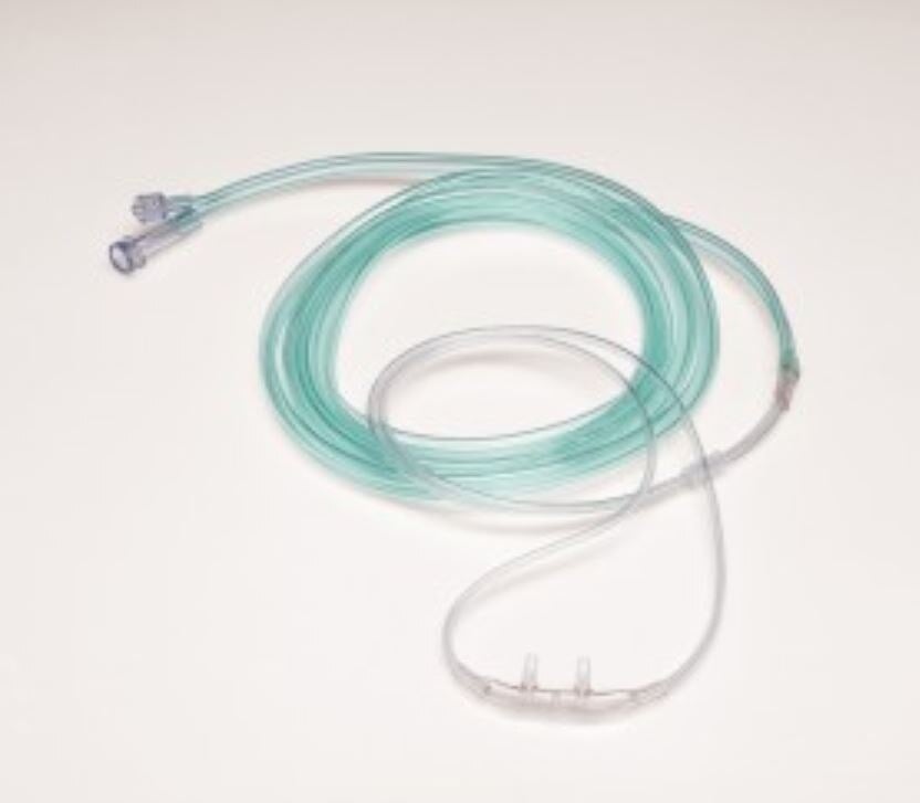 SunMed Divided Nasal Cannula for Capnography, Adult, 7 ft Tubing with 2 ft CO2 Pigtail, Trumpet Connector, 25/Case