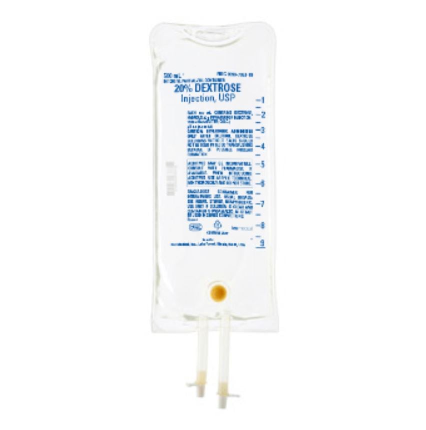 Dextrose 20% in Water Injection, 500 mL Flexible Bag, DEHP-Free, 12/Case