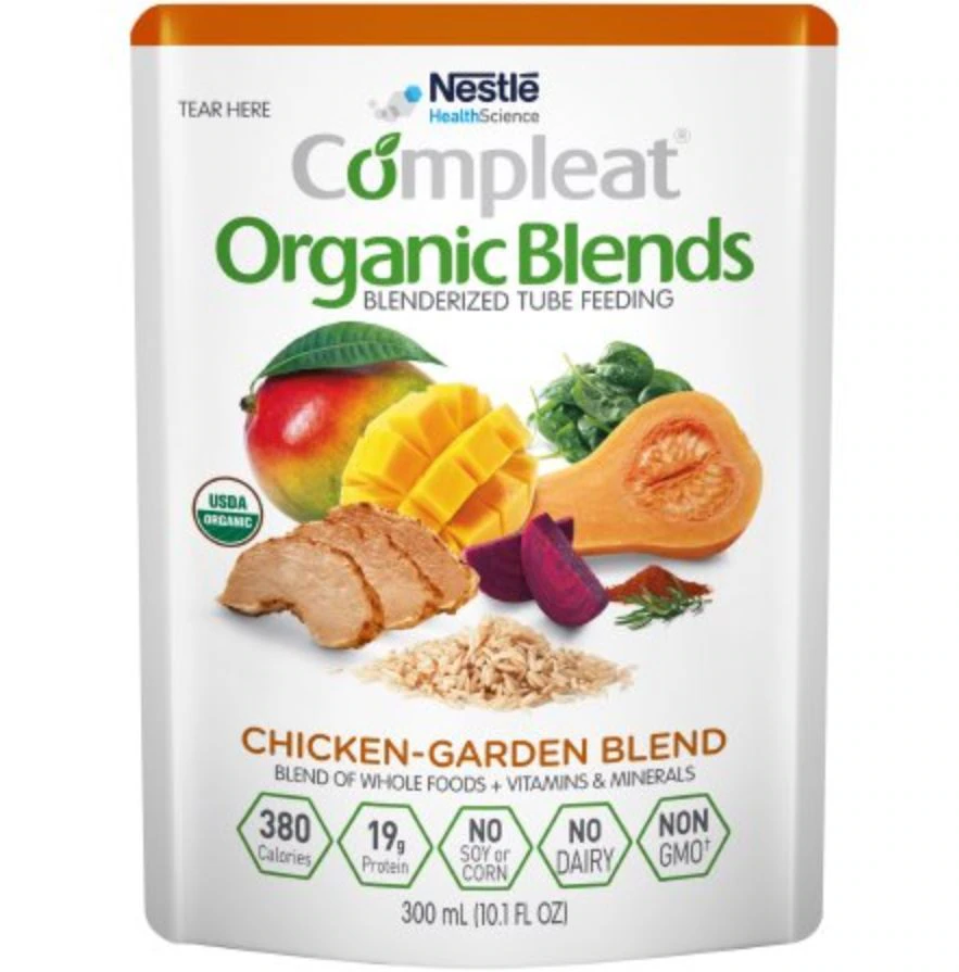 Compleat Organic Blends Tube Feeding Supplement, Chicken-Garden, 300 mL Pouch, 24/Case
