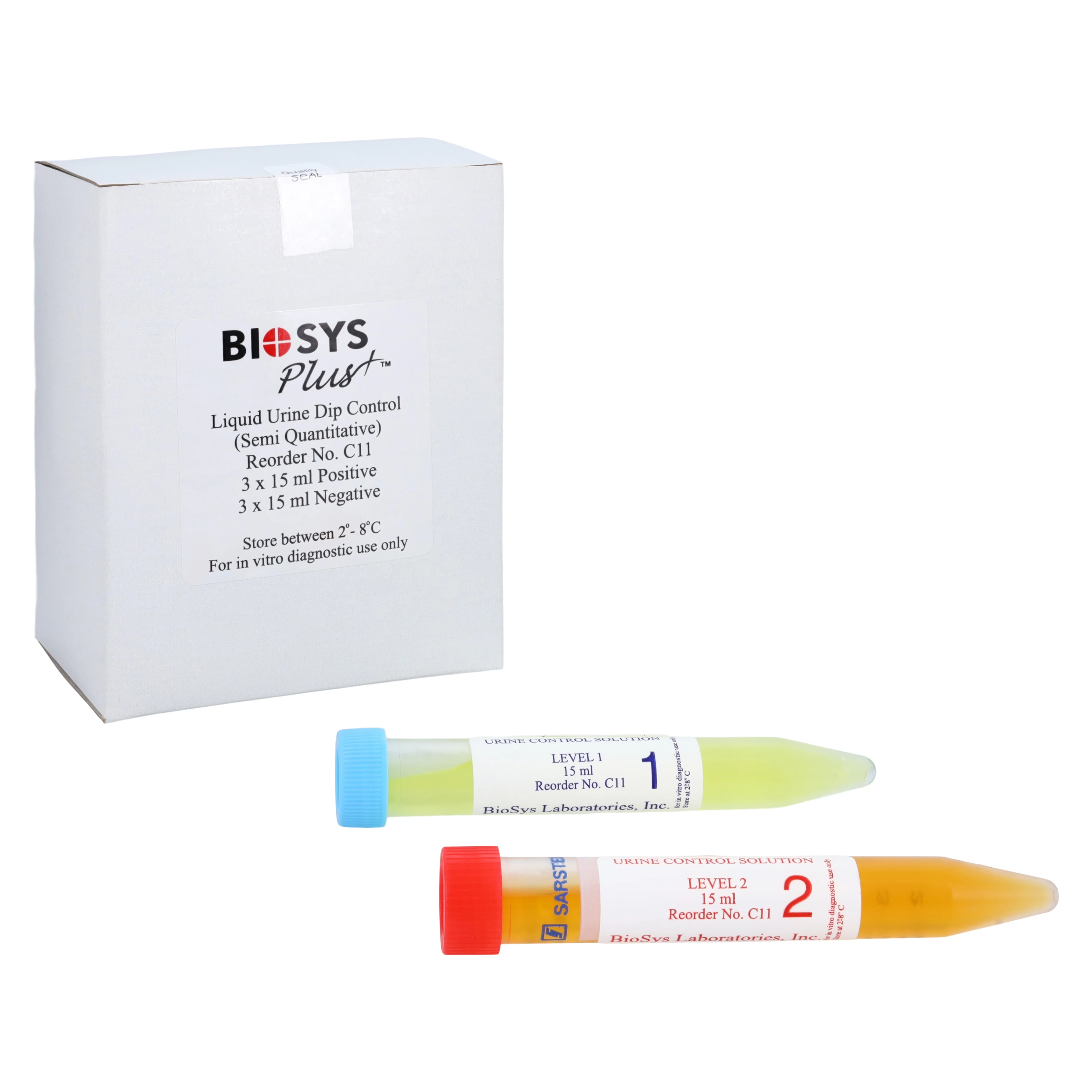 BioSys Plus Urine Bi-Level Dipstick Control, 3 x 2 x 15 mL, 6/Box