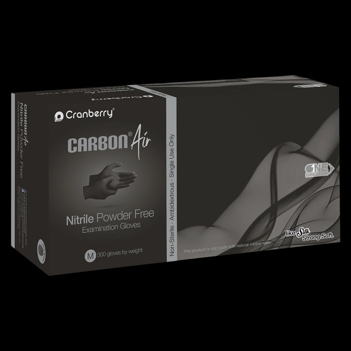 Carbon Air Nitrile Exam Gloves, Powder Free, Non-Sterile, Small, Black, 300/Box, CR3266