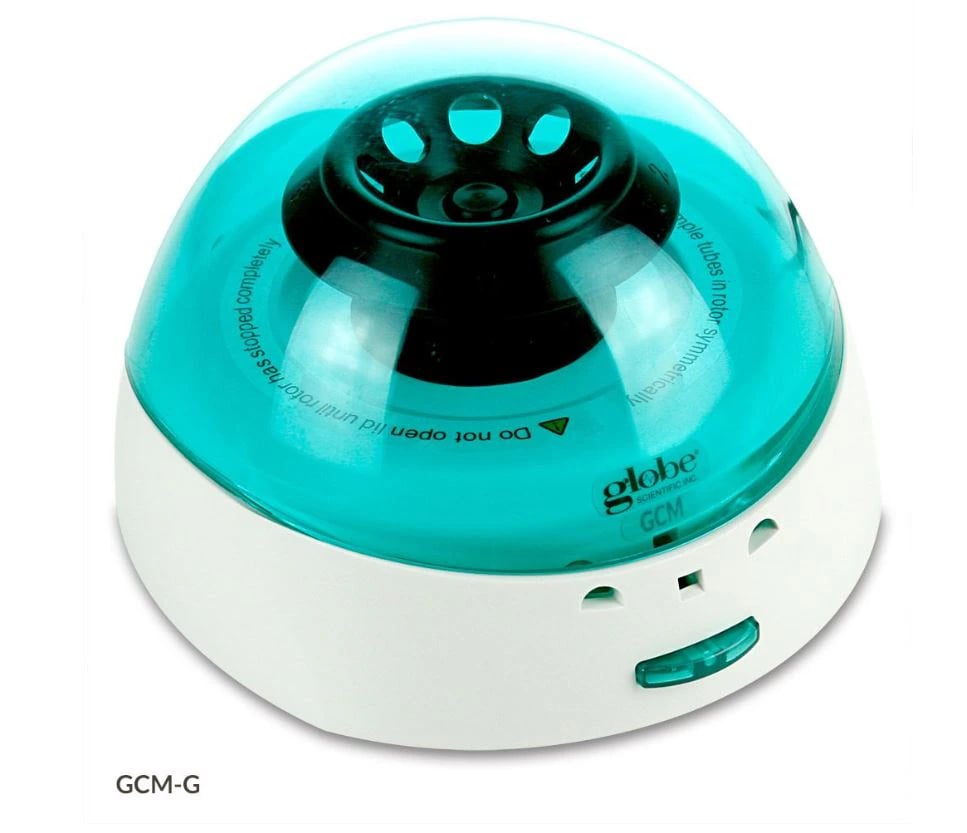 Globe Scientific Mini Centrifuge, 8-Place Fixed Angle Rotor, 7000 RPM, 120V/60Hz, US Plug, Green Lid