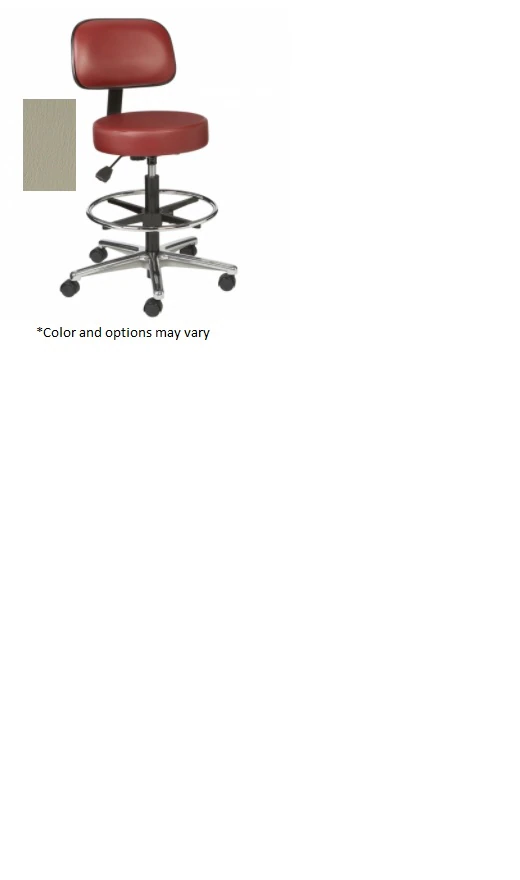 Brewer Vinyl Round Series Laboratory Stool with Footring, 250 lb Capacity