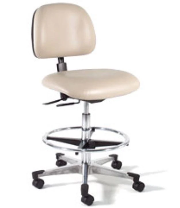 Brandt Industries AirBuoy Lab/Medical Stool with D-Seat, Backrest and Footrest, Taupe