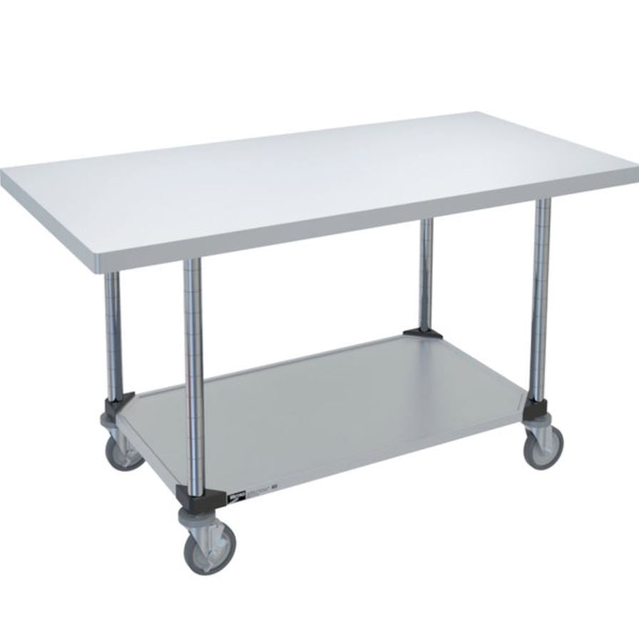 Intermetro Industries Work Table Mobile Stainless Steel with Shelf, 30x60"