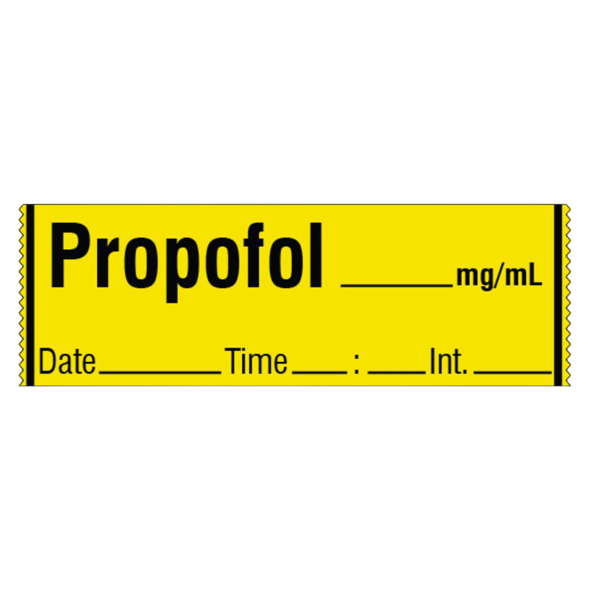 Shamrock Dental Propofol Drug Label Tape, Yellow/Black, 1/2" x 500", 1 Roll