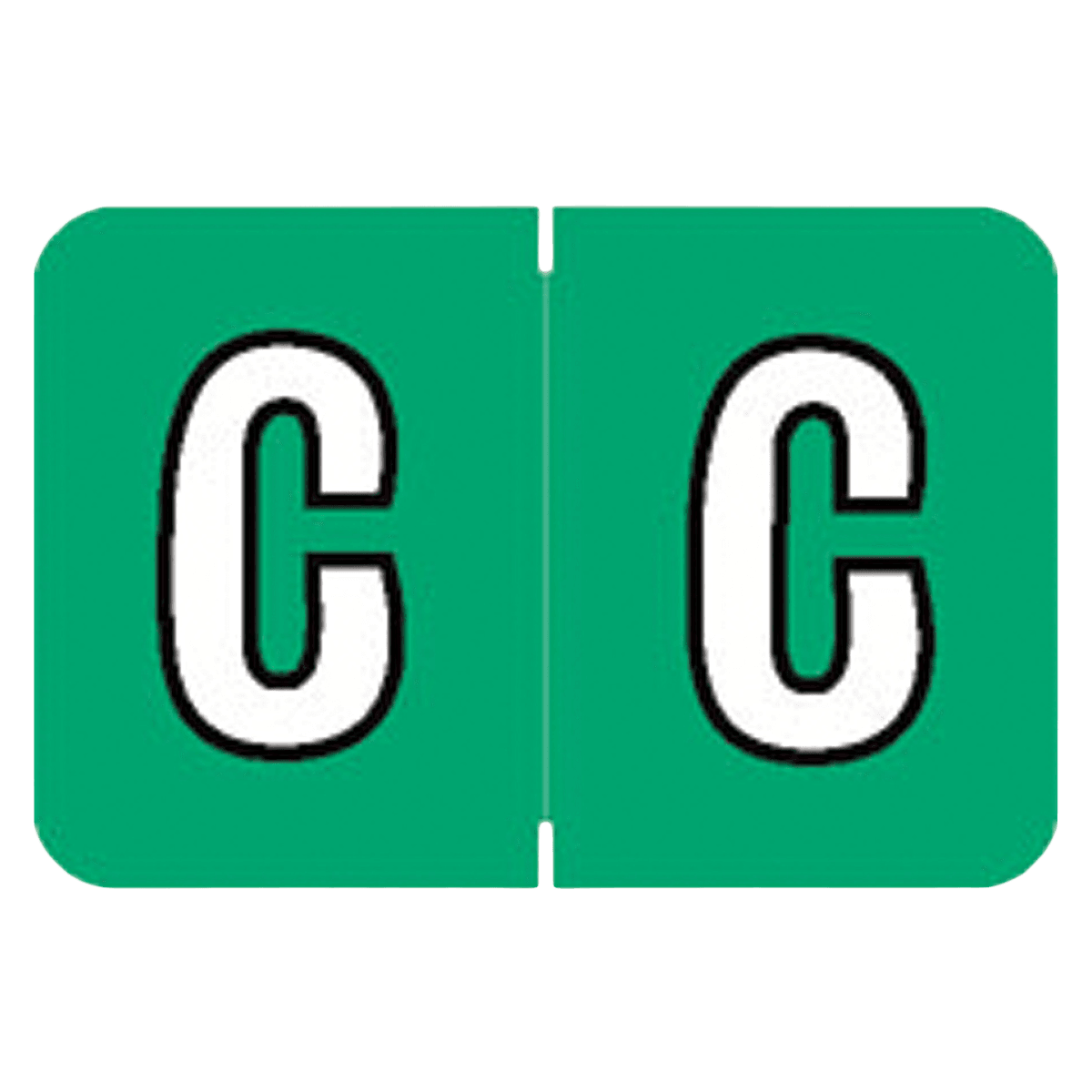 Colwell Compatible "C" Label, Green Jewel Alphabetic, 1" H x 1.5" W, 225/Box