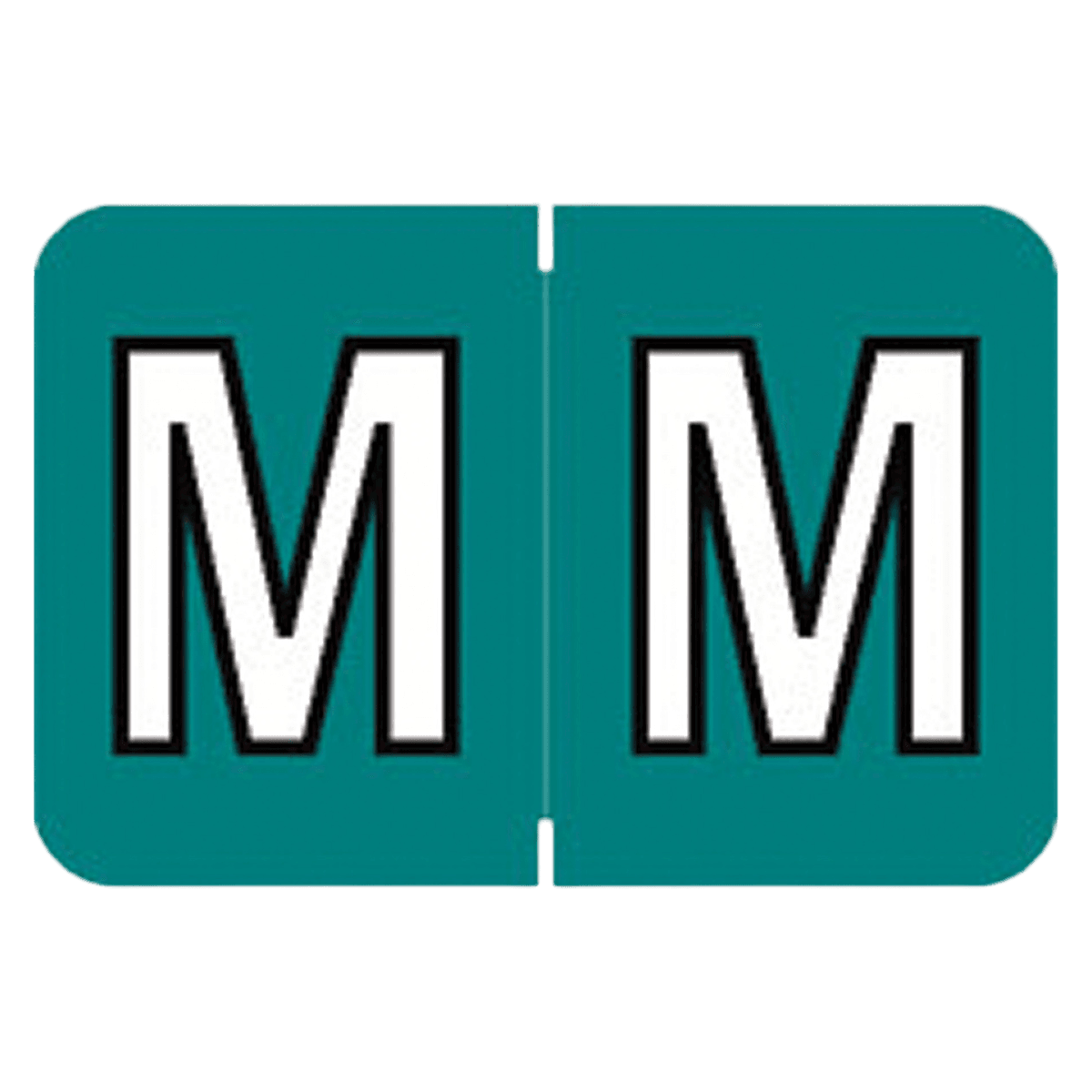 Colwell Compatible "M" Label, Teal Jewel Alphabetic, 1" H x 1.5" W, 225/Box