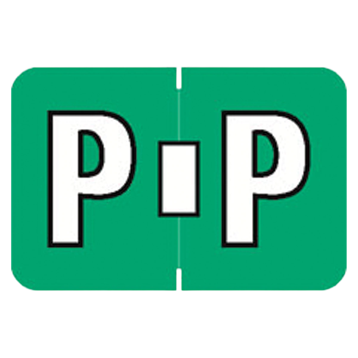Colwell Compatible "P" Label, Green Jewel Alphabetic, 1" H x 1.5" W, 225/Pack