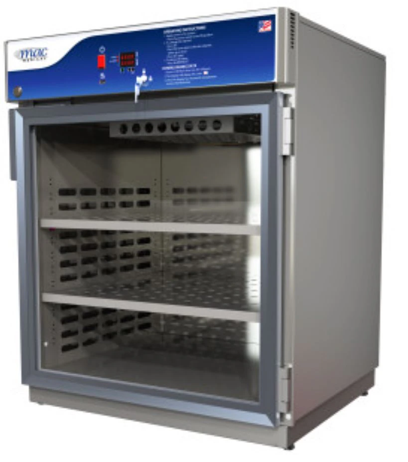 Mac Medical D-Series Blanket/Fluid Warmer, Silver, Single Chamber, Mobile Base, 90-160°F, Electric, Solid Door