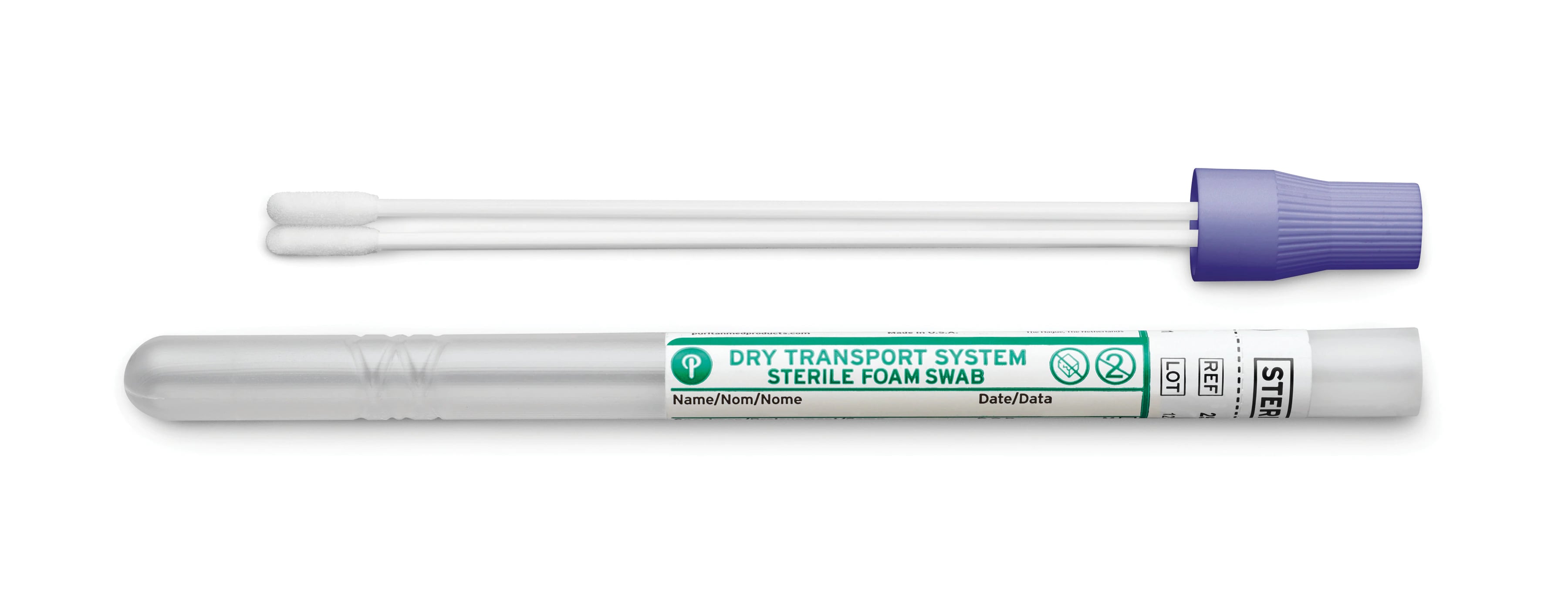 Puritan Medical Products Foam Swab, Polystyrene Handle, 6" Sterile Double Dry Transport Tube, 1000/Case