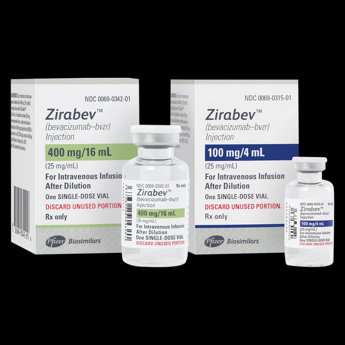Zirabev (bevacizumab-bvzr) Injection 100 mg/4 mL Single-Dose Vial, Preservative-Free, 1 Each