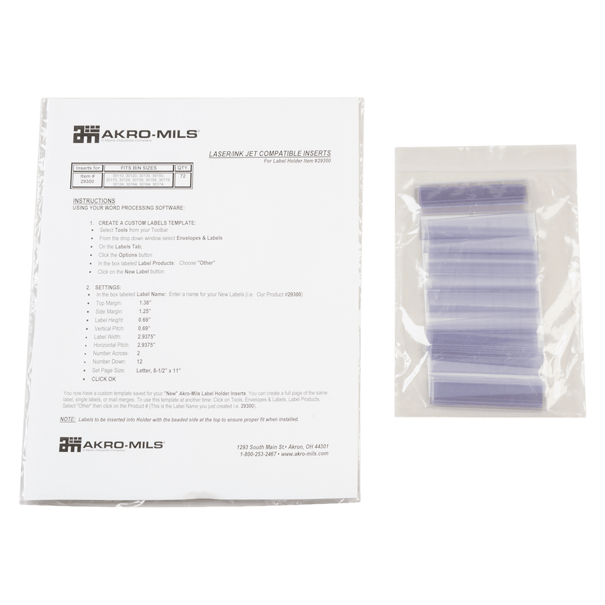 Akro-Mils Card Stock Holder for 4" Bin, 25/Package