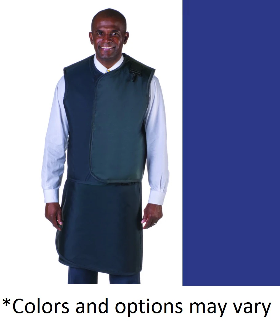 Wolf X-Ray Lead-Free X-Ray Apron/Vest, Royal Blue, Male, 0.5mm Front Protection, Vest 26x25" / Apron 22.5x47-50"