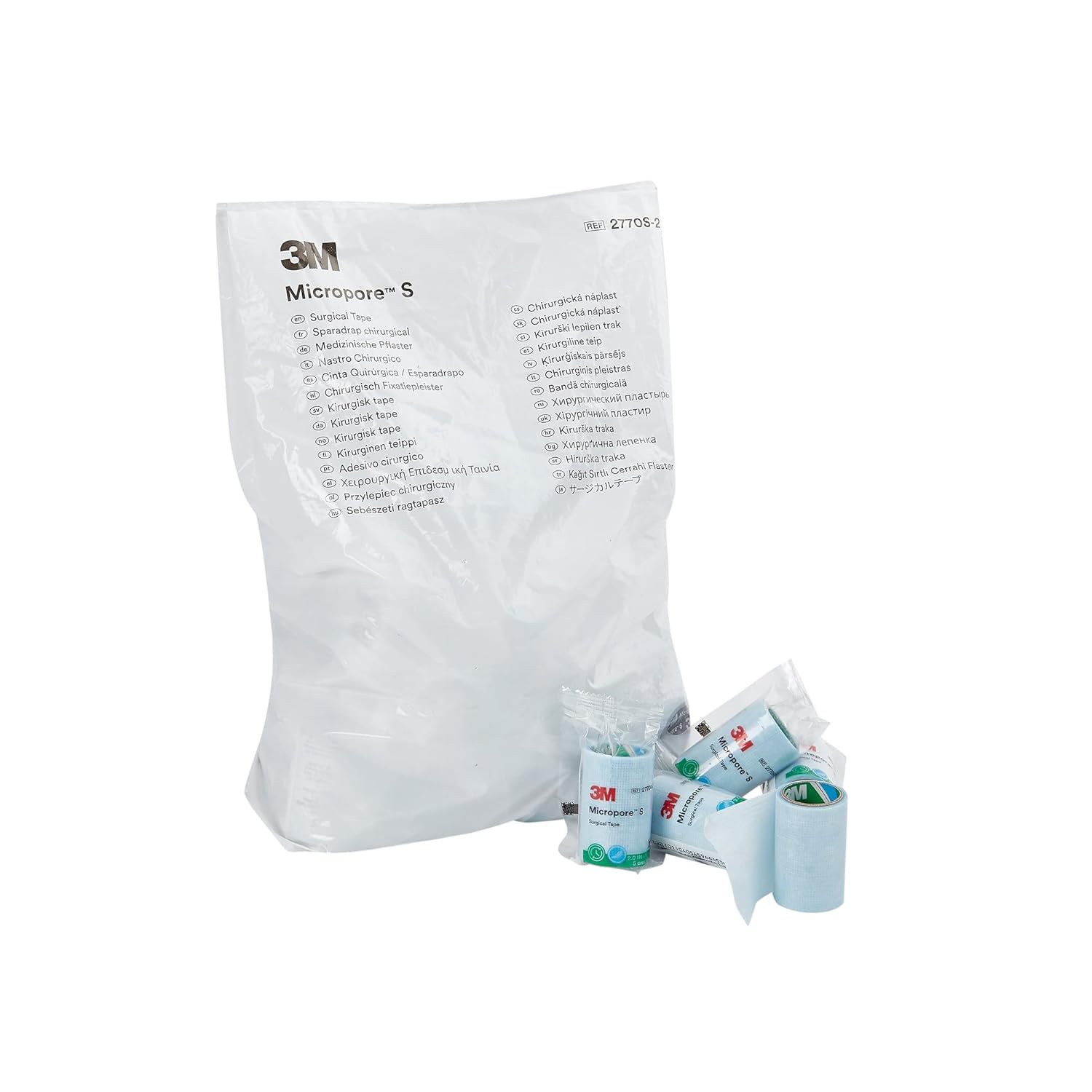 3M Micropore S Surgical Tape, Silicone, 2" x 1.5 yd, Blue, Non-Sterile, Single Use, 50 Roll/Bag, 2770S-2