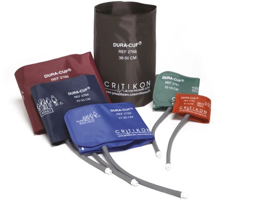 Critikon Dura-Cuf Blood Pressure Cuff, Adult, Single Tube, 23-33 cm, Navy Blue, Latex-Free, 5/Box