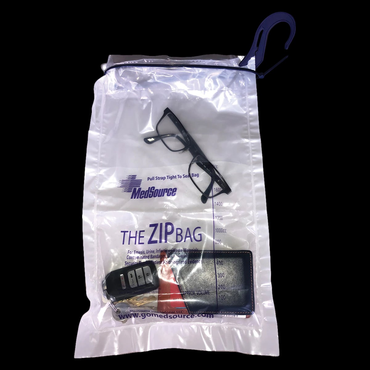 Emesis Bag, Clear Zip Closure Plastic Disposable with Hook, 12/Box