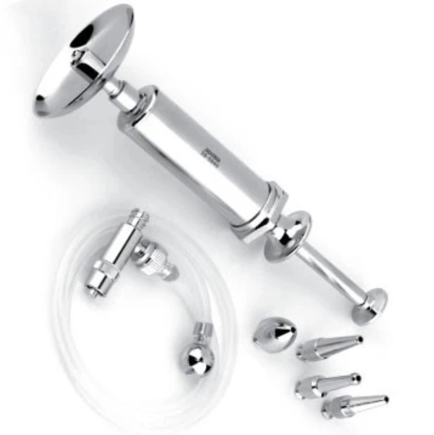 JEDMED Self-Filling Ear Syringe, 10 ml, Stainless Steel, Reusable