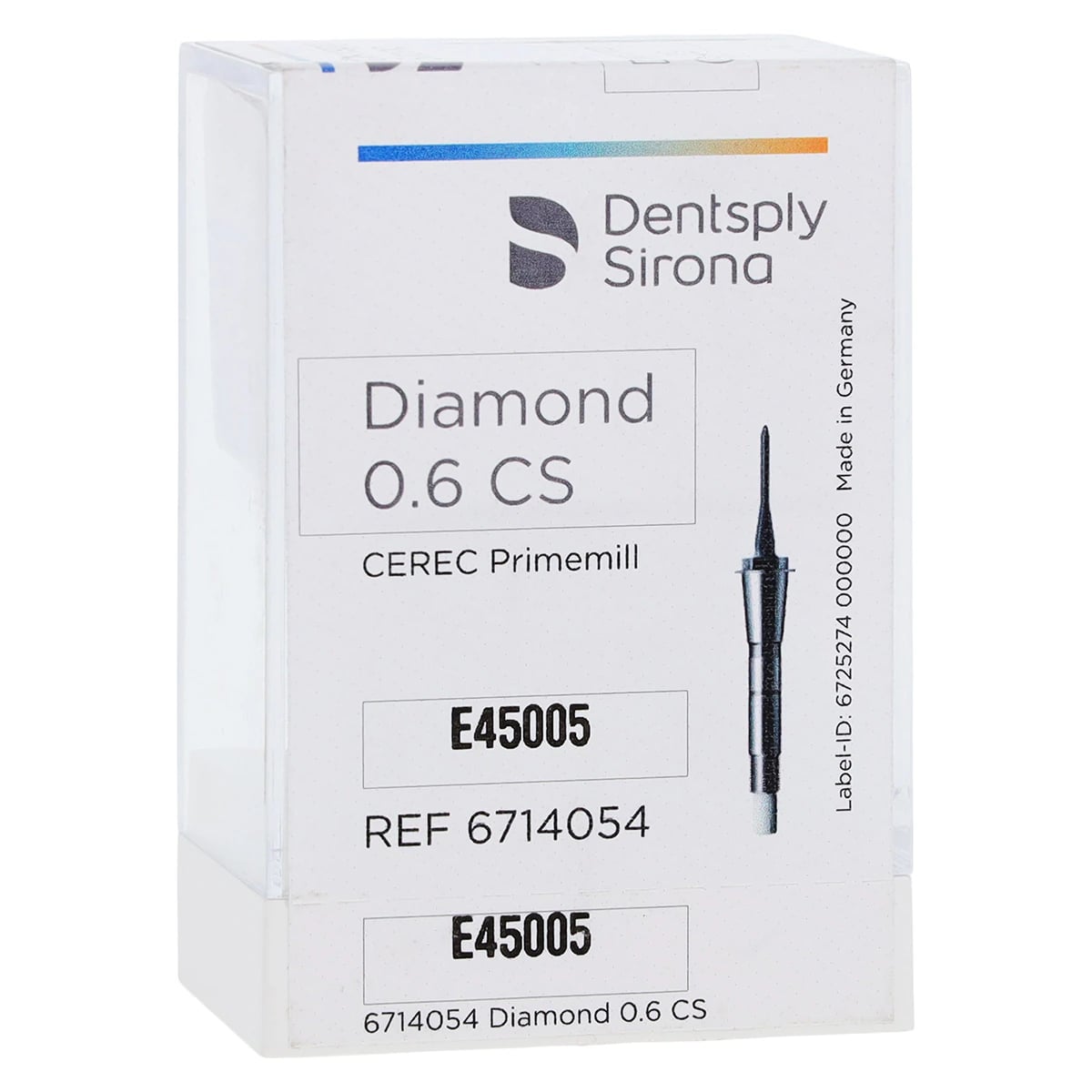 CEREC Primemill Diamond Milling Bur, 0.6 CS, 6/Pkg