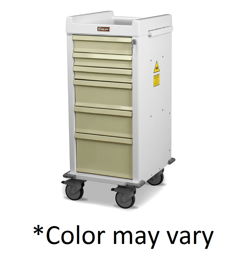 Harloff Anesthesia Cart, 6 Drawer, Conditional Beige, 23.5" x 20" x 46", with Key Lock and 4 Swivel Casters