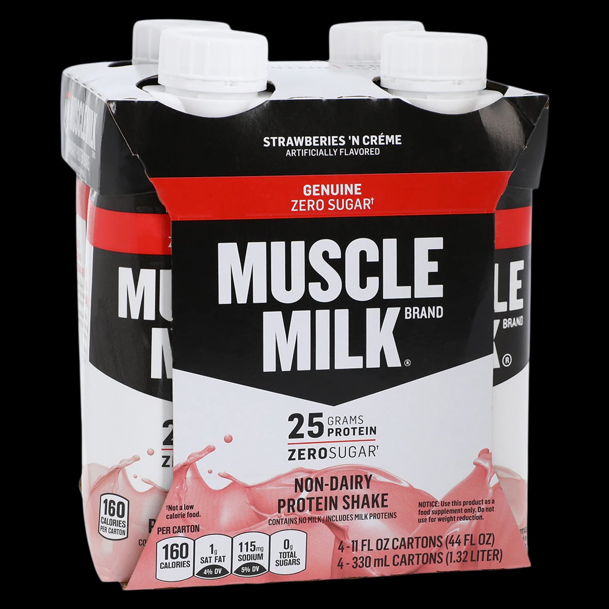 Muscle Milk Genuine Protein Shake, Ready-to-Drink, Strawberry, 11 oz Carton, 12/Case