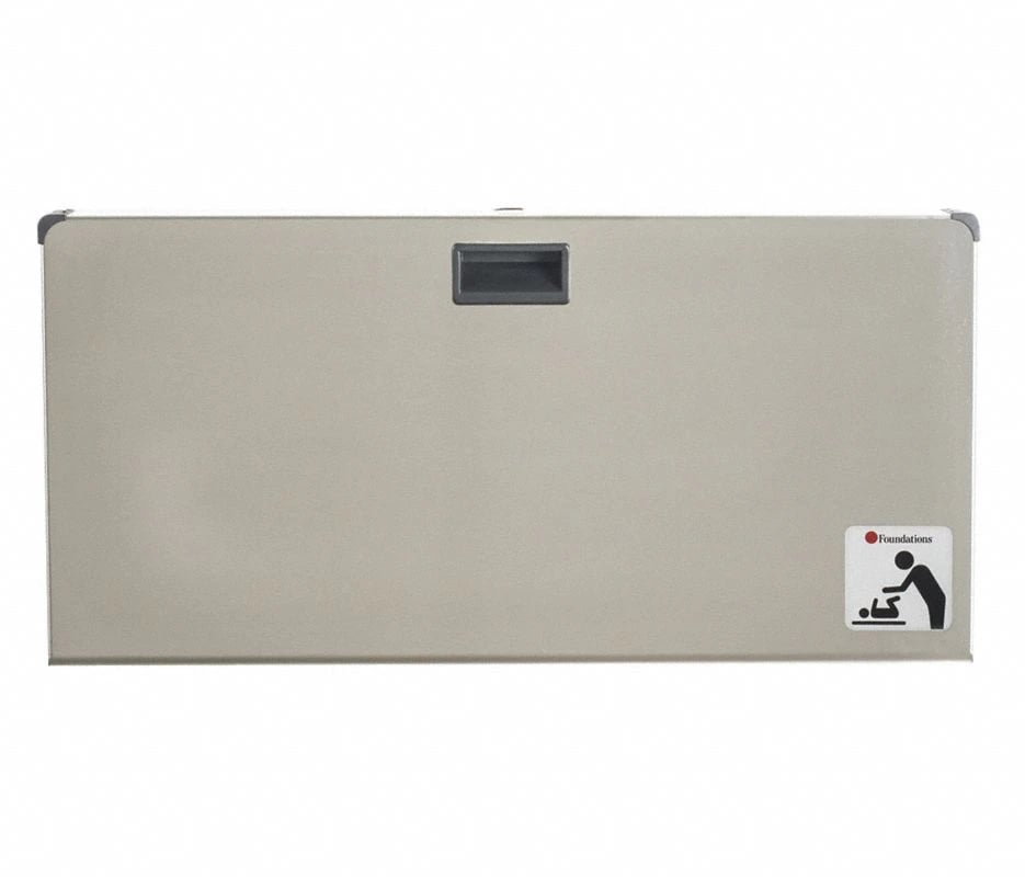 Foundations Worldwide Baby Changing Station, Horizontal, Stainless Steel, Gray, with Mounting Hardware