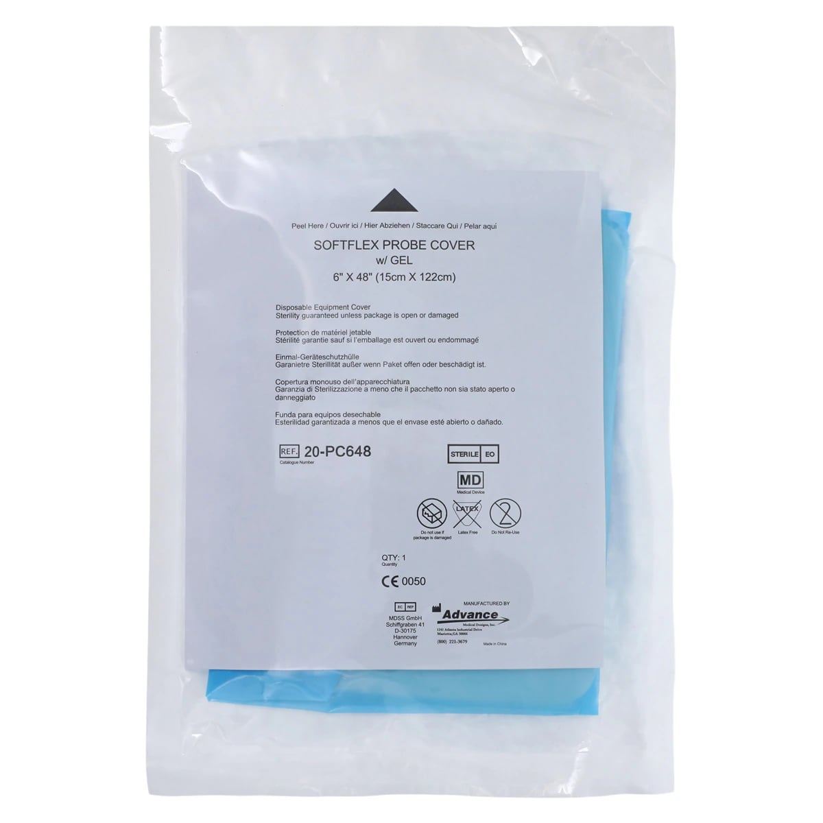 Advanced Medical Designs Probe Cover with EZInsert, Gel, and Band, 25/Case