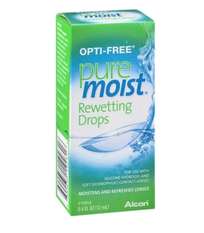 Opti-Free Puremoist Contact Lens Rewetting Drops, Disposable, 12 mL Bottle