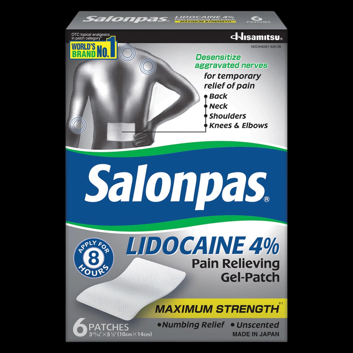 Salonpas Pain Relief Gel Patch, 6 Patches per Box