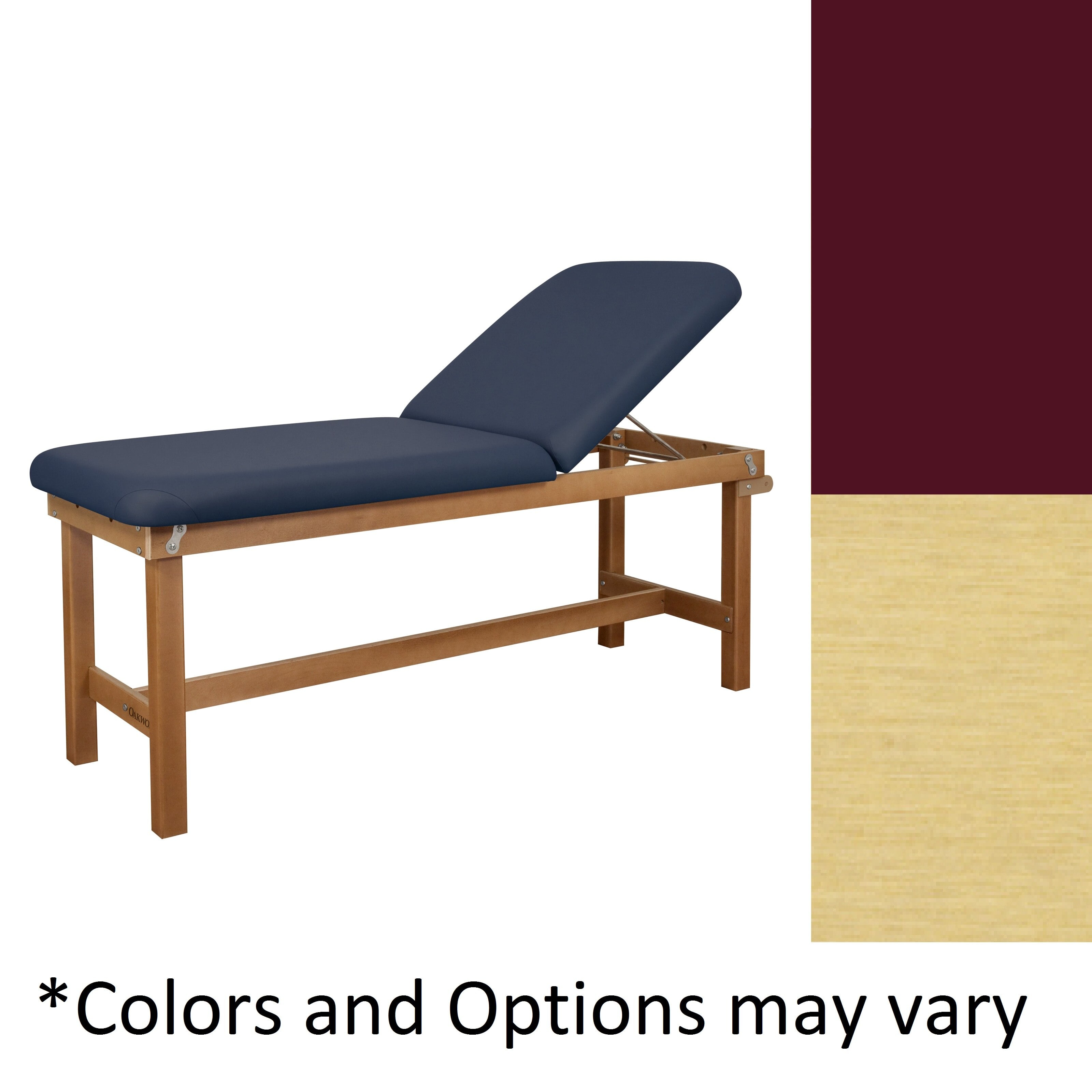Oakworks Powerline Treatment Table, Ruby, Backrest with Shelf, 500 lb Capacity